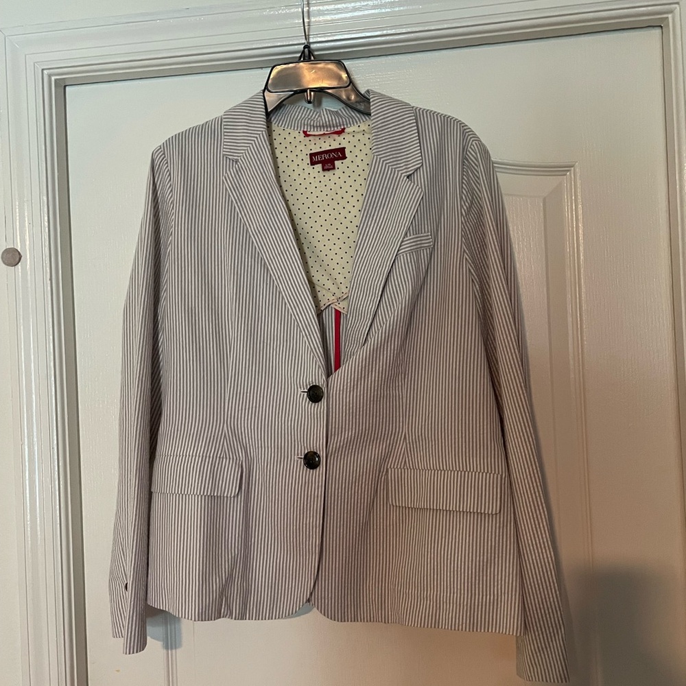 NWT New Merona Women's Size Large Striped One Button Blazer Jacket